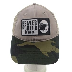 Beaver Hunter Bourbon-Whiskey Camo Patch Meshback Strap back Trucker Hat Cap NEW